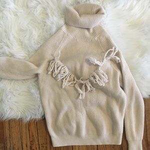 haute hippie fringe cream sweater